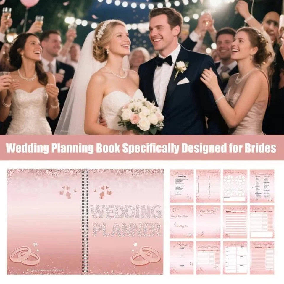 WEDDING PLANNER Mr & Mrs organiser Book diary bride details planning Pink - image 1 of 4