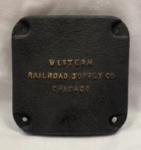 Emblema Western Railroad Supply Co. Chicago de metal atornillable 5 x 5 - Imagen 1 de 2