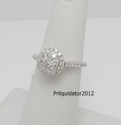 3/4CT Natural Diamond Halo Engagement Wedding Bridal Ring 14K White Gold Band - Image 1 of 4