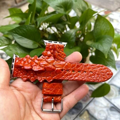 Genuine Leather Skin Watch Strap Band  Orange  size 24mm/22m - Image 1 of 4