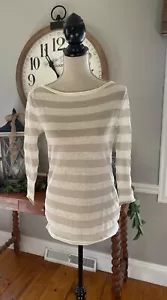 NEU mit Etikett Einzelhandel 225 $ Tory Burch Malerie Top gestreift elfenbein & gold Small - Bild 1 von 7