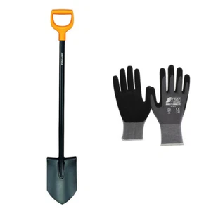 Fiskars Solid Gärtnerspaten spitz inkl Garten-Arbeitshandschuhe, Größe 10 - Bild 1 von 7