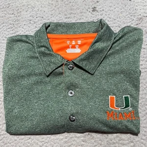 University of Miami Hurricanes Performance Polo Shirt Mens Lg Embroidered Logo - Picture 1 of 10