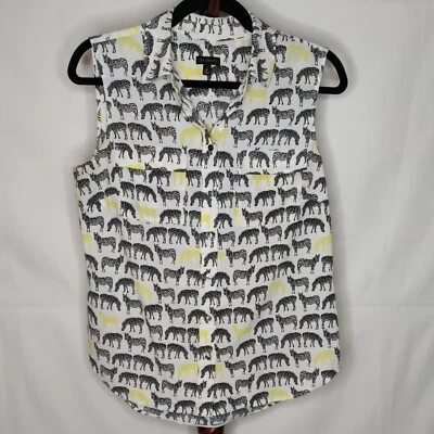 Talbot's women's M sleeveless shirt multicolor collar button up "Zebra" print - Image 1 of 4