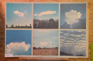 hermoso mural forma de nubes desarrollo del tiempo 92x64cm~1960 vintage chart Cloud - Imagen 1 de 2
