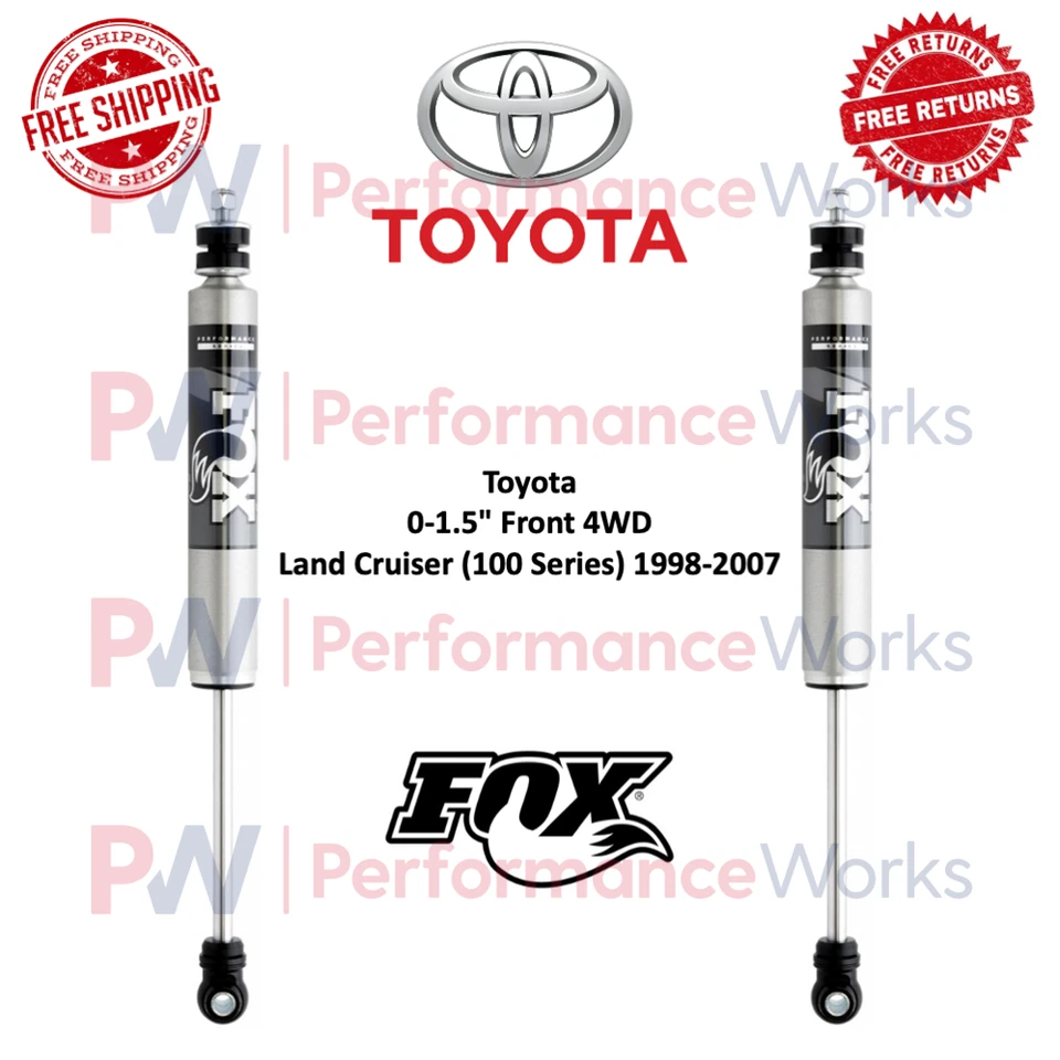 Fox 2.0 Shock Pair Fits 98-07 Land Cruiser (100 Series) 0-1.5" Front Lift 4WD - Image 1 of 4