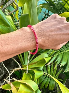 Pink Tourmaline Rondelles Bracelet Anklet, October Birthstone Gemstone - Picture 1 of 4