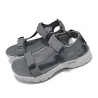 Skechers Go Walk 6 Sandal Grey Navy White Men Casual Lifestyle Shoes 229126-GYNV