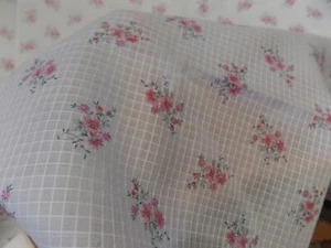 Vintage White, Windowpane, Dimity Fabric, Pink Dainty Flowers, Doll Clothes BTY - Picture 1 of 8