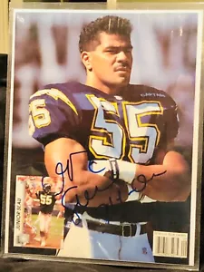 JUNIOR SEAU SIGNED BECKETT (COVER PAGE ONLY),”SAY-OW” INSCRIBED. RARE!! HOF 2015 - Picture 1 of 2