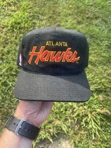 Atlanta Hawks Sports Specialties Script Vintage SnapBack Hat Wool 90s - Picture 1 of 6