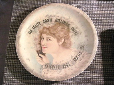 Bandeja de publicidad de cigarros antiguos Josh Billings rara finales de 1800 principios de 1900' ¡Bonita! Foto 1 de 4
