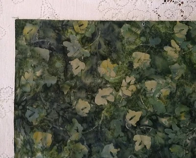 Batik Fabric Shades of Green 25" Long x 45" W Plus Tail Abstract Cotton Fabric - Image 1 of 4