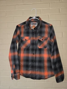 Camisa a Cuadros Dixxon Flannel Company Salem Para Hombre Talla Mediana Naranja Negra - Imagen 1 de 5