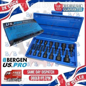 USPRO 14-TEILIG 1/4 ZOLL ANTRIEB MAGNETISCH METRISCH SECHSKANT SCHLAGBOHRSCHRAUBER NUSSSCHRAUBER SET 6 MM-19 MM - Bild 1 von 6