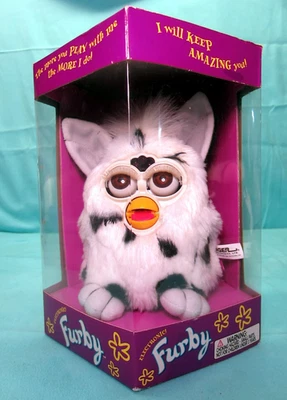 Tiger Furby 70-800 1998 vintage blanco dálmata con manchas negras nuevo en caja Foto 1 de 4