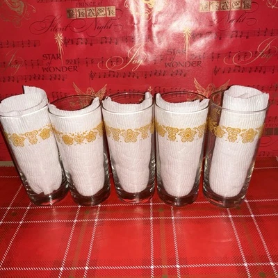 Juego De Colección De 5 Mariposa Oro 16oz. Vasos para beber Pyrex Corning Foto 1 de 4
