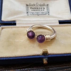 Links Of London 925 Sterling Silver Ring, Amethyst Open Ring, Size L.5 US 6 - Picture 1 of 9