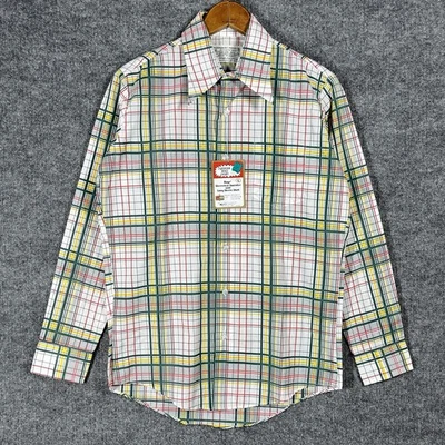 Camisa K Mart Vintage Años 70 Niños Talla 18 Cuadros Cuello Daga Disco Abotonada ¡NUEVA CON ETIQUETAS! Foto 1 de 4