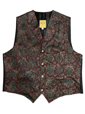 WAH Maker Paisley Vest L Western Rodeo Cowboy Frontier Jacquard Dark - Image 1 of 4