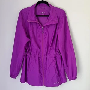 Eddie Bauer Womens Lightweight Windbreaker Jacket Purple Drawcord Waist Sz Large - Picture 1 of 12