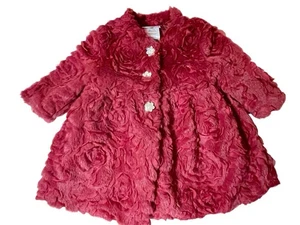 Abrigo rojo roseta texturizada 12M Blueberi Boulevard elegante amor vacaciones forrado usado en excelente estado - Imagen 1 de 8