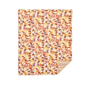 Cordelia Watercolor Leaves 100% Cotton Quilted Accent Throw Blanket 48" x 60" - Picture 1 of 3