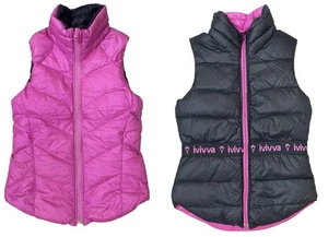 Ivivva By Lululemon REVERSIBLE Girls 12 Down Puffer Fall Winter Pocket Vest - Picture 1 of 11