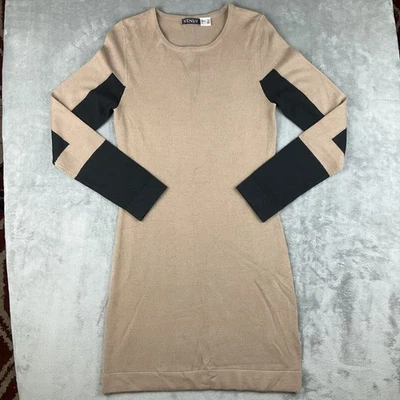 Venus Sweater Dress Size M Black & Tan Classic Midi Length - Image 1 of 4