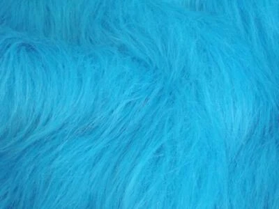 CRS FUR FABRICS LONG Pile Fun Faux Fur Fabric Material - TURQUOISE BLUE