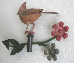 IRON BIRD WEATHER VANE . BIRD WITH FLOWERS AND LEAVES WEATHERVANE - Picture 1 of 9