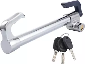 Steering Wheel Brake Lock, Retractable Double Hook Car Clutch Pedal Lock, Anti-T - Picture 1 of 8