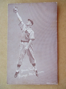 1939-46 Exhibit GEORGE McQUINN PHOTO CARD 3"-3/8 x 5"-3/8 St. Louis Cardinals