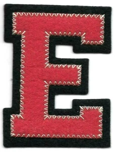2 1/2" Tall Red Navy Blue Block Letterman's Varsity Letter E Felt Patch - Picture 1 of 1