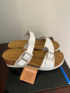 NEW WOMEN'S SIZE 7 PROJECT CLOUD BEAU WEDGE SANDALS-LEATHER-CORK COMFORT-ANTI-SL - Picture 1 of 8