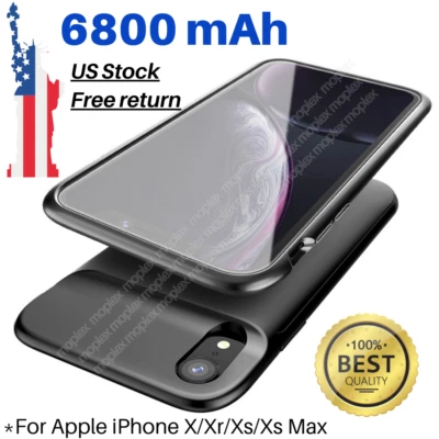 6800mAh For Apple iPhone X/XR/Xs/XS Max Power Bank Battery Cover Charging Case - Image 1 of 4