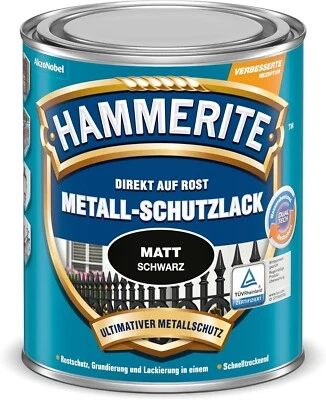 Hammerite Metallschutzlack matt schwarz direkt auf Rost UV beständig 250 ml - Bild 1 von 4