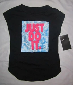 NWT Girls NIKE Just Do It Black T-shirt - size 6 or 6X - Picture 1 of 1