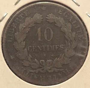 1876A French 10 Centimes Coin - Rare Gem from Europe & Over 135 Years Old! - Picture 1 of 2