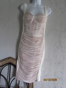 Hostil Li Marfil Transparente Fruncido o Desnudo Terciopelo Cóctel Vestido Lápiz Sujetador Incorporado - Imagen 1 de 6