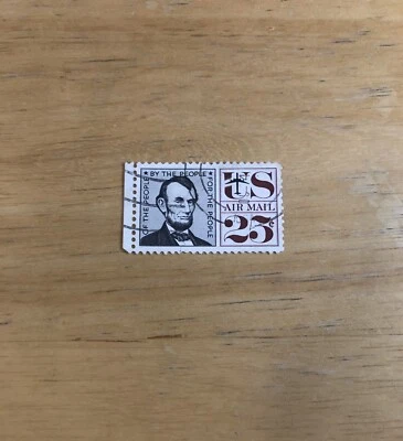 1960 Scott #C59 Abraham Lincoln 25c Air Mail US Postage Stamp - Image 1 of 2