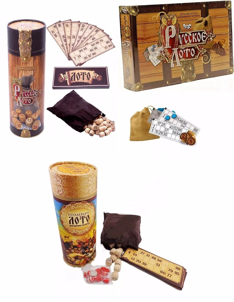 #Russian Lotto (РУССКОЕ ЛОТО) Bingo Board Game - 3 VARIATIONS - RUSSIAN BINGO - Image 1 of 1
