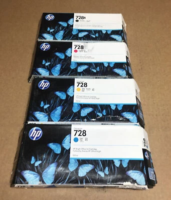 NEW GENUINE HP 728 Designjet Extra High Yield 300ML Ink Cartridge Set (BK,C,M,Y) - Image 1 of 3