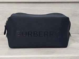 Burberry Logo GWP Gift Black Neoprene Cosmetic Makeup Pouch Zip Bag - Picture 1 of 6