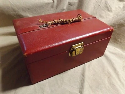 Vintage Mid-century Red Vinyl Cosmetic Case Luggage As Is w Losses Perfume Case - Image 1 of 4