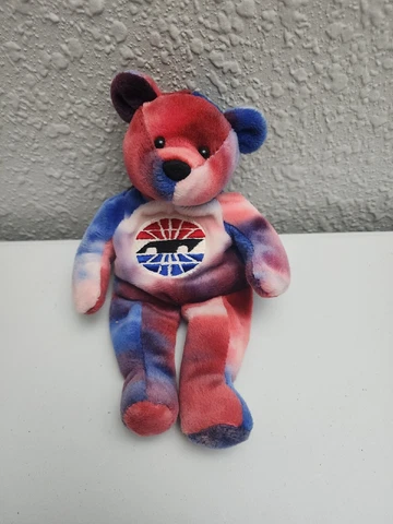 Atlanta Motor Speedway Tye Dye Beanie Bear Nascar Red White Blue Cover