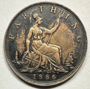 1886 Great Britain UK 1 Farthing, XF - Picture 1 of 2