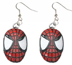 Huge Funky SPIDER-MAN MASK EARRINGS Punk Spiderman Cartoon Charm Costume Jewelry - Picture 1 of 2