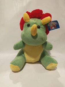 Peluche dinosauro verde giallo The Toy Barn con etichetta 11" - Foto 1 di 7