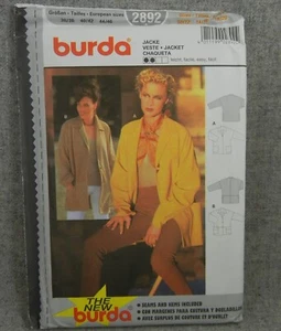 Burda 2892 Misses Jacket loose fitting collar pockets size 10-20 Uncut Plus - Picture 1 of 3